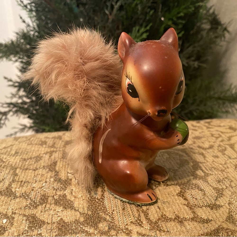 Vintage Enesco Brown Squirrel with Fuzzy Tail - Picture 2 of 6